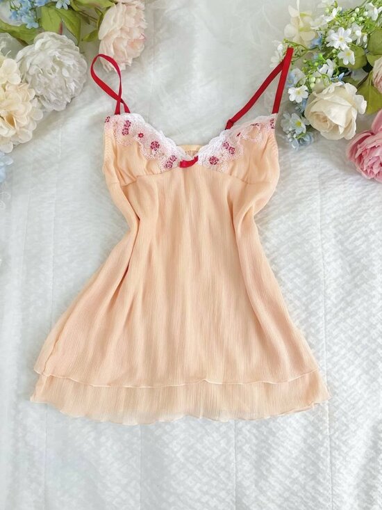 Tops - Women's Lace Trim Sleeveless Babydoll Cami Top